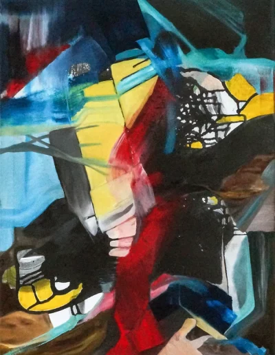 Erdwallung 1, 2016, Acryl, Graphit und Öl auf Leinwand, 80 x 60 cm