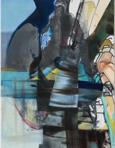 Erdwallung 2, 2016, Acryl, Graphit und Öl auf Leinwand, 80 x 60 cm