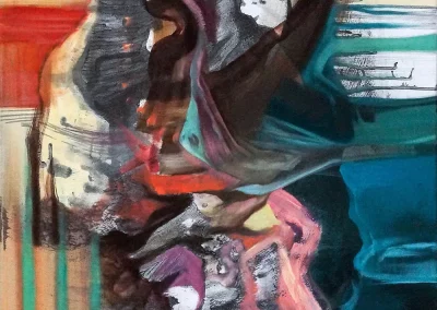 Erdwallung 3, 2016, Acryl, Graphit und Öl auf Leinwand, 80 x 60 cm