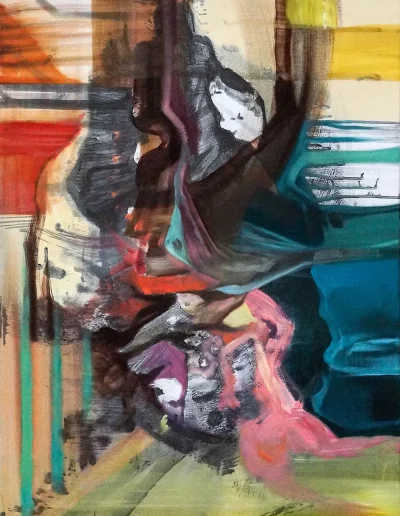Erdwallung 3, 2016, Acryl, Graphit und Öl auf Leinwand, 80 x 60 cm