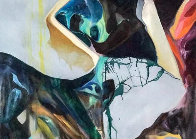 Freihauchen, 2015, Acryl, Graphit, Öl und Tusche auf Leinwand, 180 x 120 cm