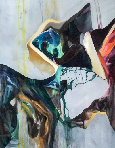 Freihauchen, 2015, Acryl, Graphit, Öl und Tusche auf Leinwand, 180 x 120 cm